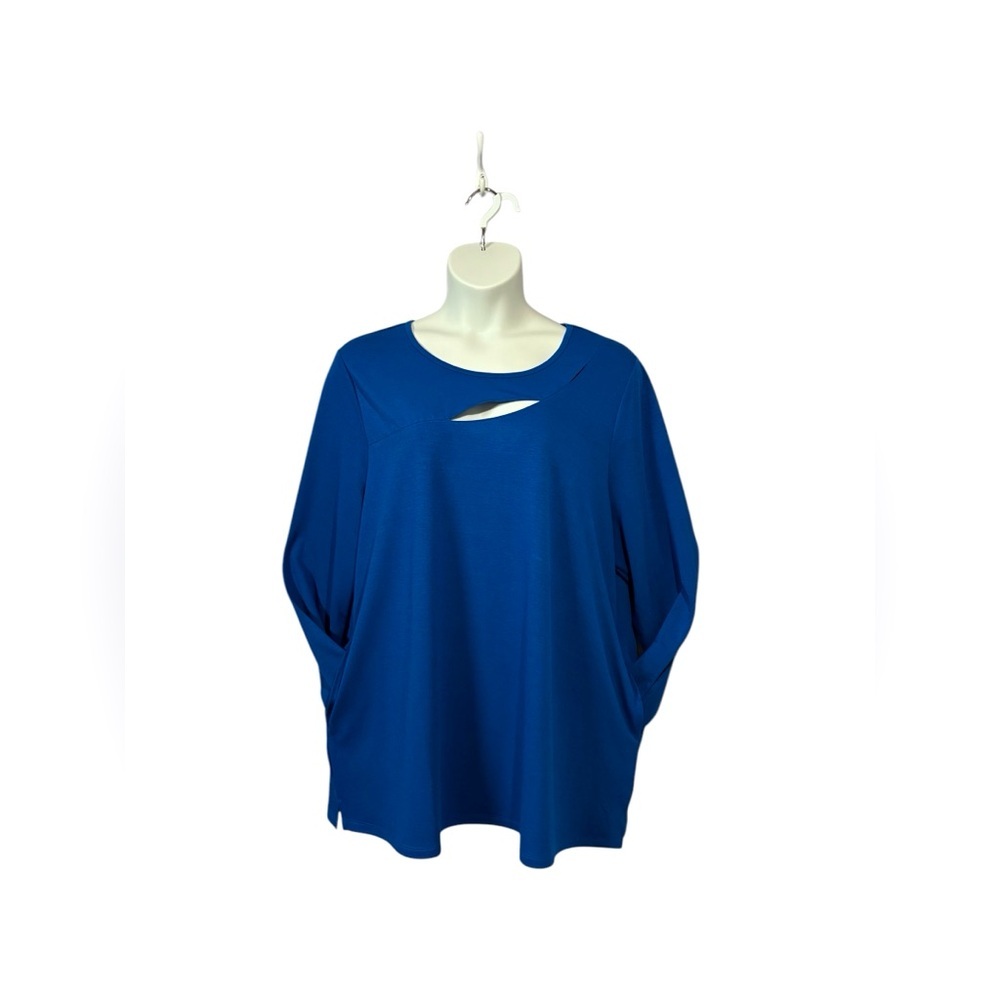 Women's Royal Blue Scoop Neck Pullover Sweater 3X
